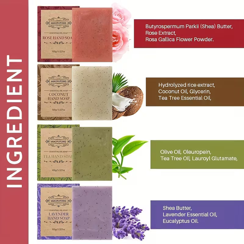 4pcs tea tree and lavender essential oil soap set,